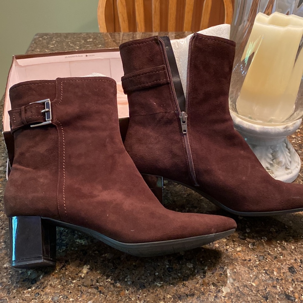 Brown suede boots